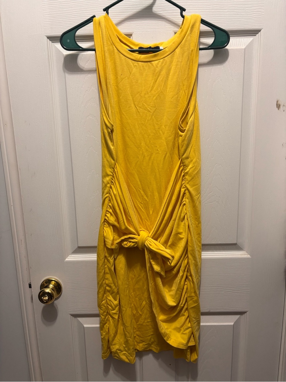 Lillusory Tie Waist Yellow Knot-Front Women’s Dress Midi